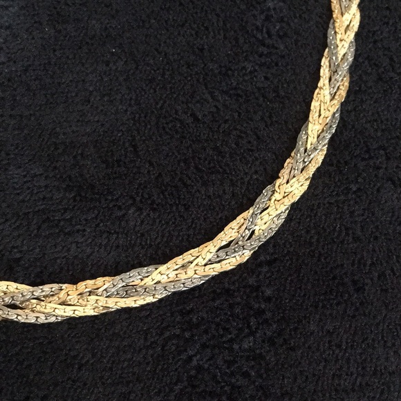 Crown Logo USA Gunmetal Silver and Gold Toned Thick Chain Necklace - Picture 4 of 13